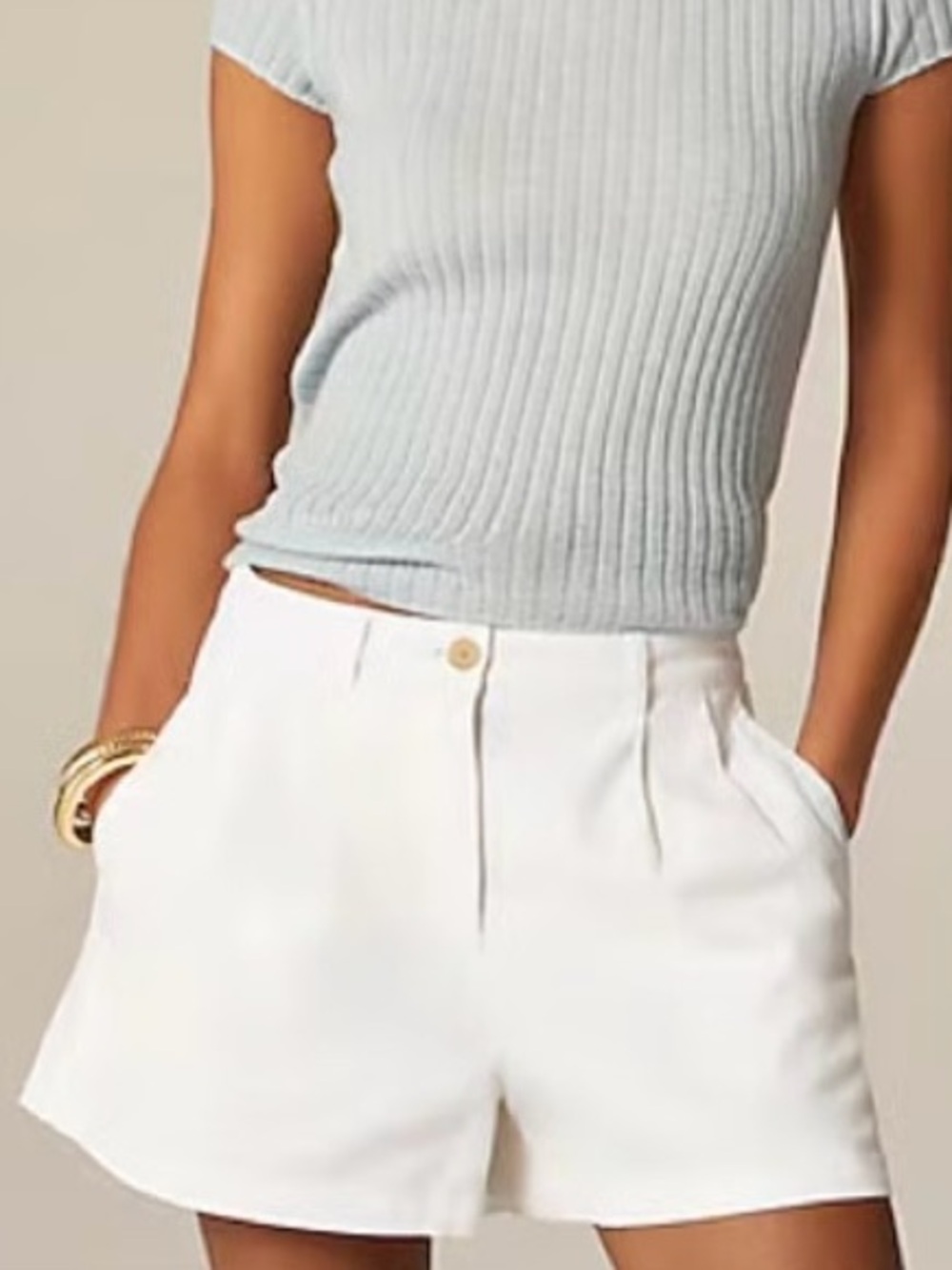 J. Crew Pleated Heritage Chino Shorts White Plus Size